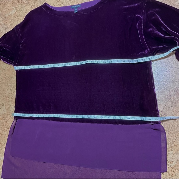 Eileen Fisher Bateau Neck Velvet Rayon Silk Hi-Lo Top In Mauve Sz Petite Large - Picture 12 of 14